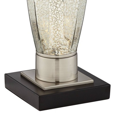 Modern Mercury Glass Table Lamps with Black Shades, Set of 2