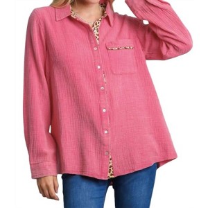 Women's Mineral Wash Cotton Gauze Button Down Shirt - umgee - 1 of 4