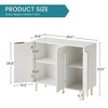 Sideboard Buffet Cabinet, Kitchen Pantry Storage Cabinet With 6 Compartments, Wave Texture, Magnetic Device, TV Cabinet For Living Room, Dining Room - 2 of 4