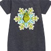 - Dr. Seuss - Grinch Face Snowflake Graphic Short Sleeve Fleece Dress - 2 of 4