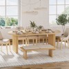 SpassWay 30"H Modern Wood Dining Table Kitchen Table Conference Table Gaming Table with Double Pedestal Black/Natural Wood - 2 of 4