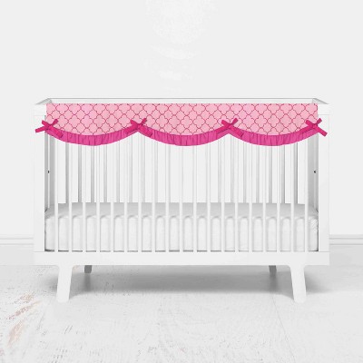 Bacati - Butterflies/Ladybugs Long Crib Rail Guard Cover Pink/Chocolate