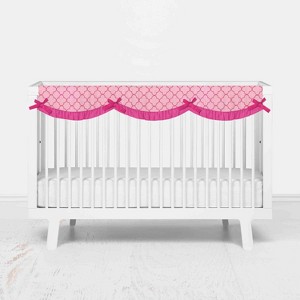 Bacati - Butterflies/Ladybugs Long Crib Rail Guard Cover Pink/Chocolate - 1 of 4