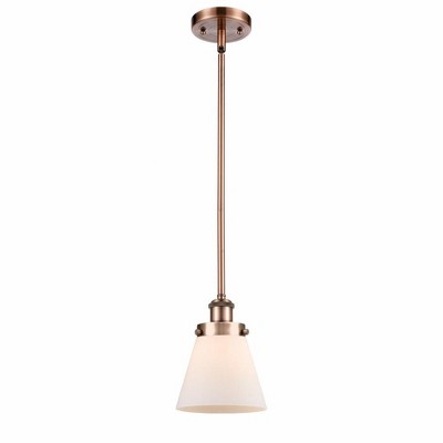 Cone - 1 Light Stem Hung Mini Pendant In Industrial Style-9 Inches Tall and 6 Inches Wide