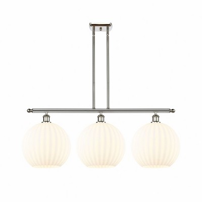 White Venetian - 3 Light Stem Hung Island In Modern Style-14 Inches Tall and 38.5 Inches Wide