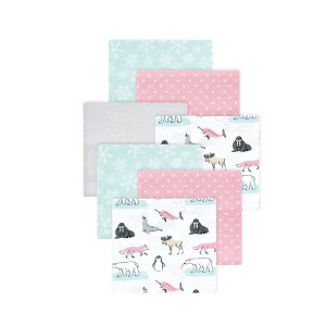Little Treasure Hudson Baby Girls Cotton Poly Flannel Receiving Blankets 7Pk Multipack - 1 of 2
