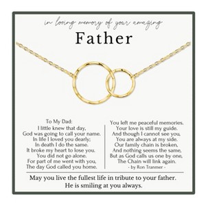 HOPE LOVE SHINE Loss of Father Memorial Gift – Dad Remembrance Necklace for Daughter, 2 Ring Silver Gold Tribute - 1 of 4