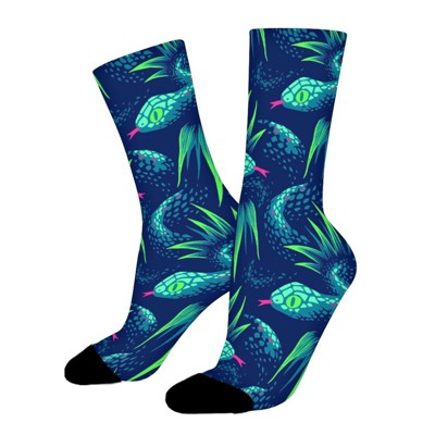 Snake In The Rainforest Women Printed Crew Socks Funny Funky Socks Soft Polyester Novelty Gifts for Artists Men