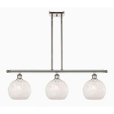 White Mouchette - 3 Light Stem Hung Island In Modern Style-10.5 Inches Tall and 36 Inches Wide