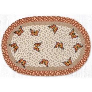 Earth Rugs Monarch Butterfly Oval Patch Braided Rug – Handcrafted Jute, 20" x 30" - 1 of 3