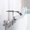 Sumerain Roman Tub Faucet Brushed Nickel Widespread Bathtub Faucet with High Flow Waterfall Spout - 3 of 4