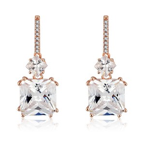 Drop Stud Earrings for Women Princess Cut Cz Sterling Silver Womens Ginger Lyne Collection - 1 of 4