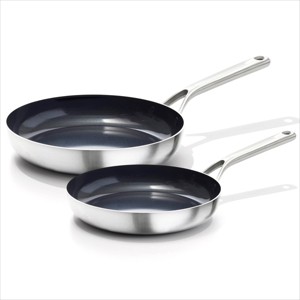 OXO 2pc Mira Tri-Ply Stainless Steel Non-Stick Frypan Set Silver: Kitchen Cookware, 8" & 10" Pans, Dishwasher-Safe - 1 of 4