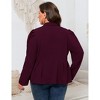 Coolmee Womens Plus Size Blazers Casual Business Knit Blazer for Work Long Puff Sleeve Lapel Blazer Suit Jackets - 4 of 4