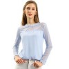 INSPIRE CHIC Women's Elegant Lace Sleeve Scalloped Trim Summer Casual Chiffon Blouse - 2 of 4