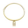 14K Yellow Gold-Plated Stacking Bangle Bracelet with Cubic Zirconia Padlock Charm, combining chic elegance with sparkling sophistication. - 2 of 2