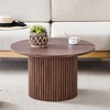 FONTOI 27.5"Round End Table with Cylindrical leg&Hidden Storage Space, Side Table for Living Room Bedroom Office, Dark Brown, 27.5"*16.5"*27.5" - 2 of 4