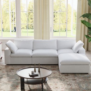 WJShome 4Piece Sectional Sofa Couch,120.45" Down Filled Cloud Modular Couch with Storage Ottoman - 1 of 4