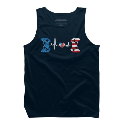Men's Design By Humans July 4th Flag Heartbeat Video Gamer By Ujangkasep Tank Top