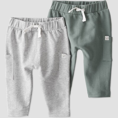 little Planet By Carter's Baby 2pk Spring Moss Pants - Gray/Green 3M