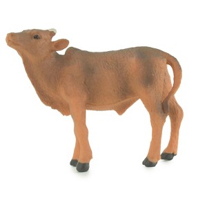 Cow, Calf, Baby, Brown, Hand Painted, Museum Quality, Hard Rubber, Realistic Animal, Model, Toy, Kids, Educational, Gift, 2 1/2 Inches.  CH1030 BB218 - 1 of 4