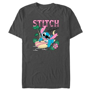Mens Lilo & Stitch Aloha Stitch Surfing T Shirt - 1 of 4