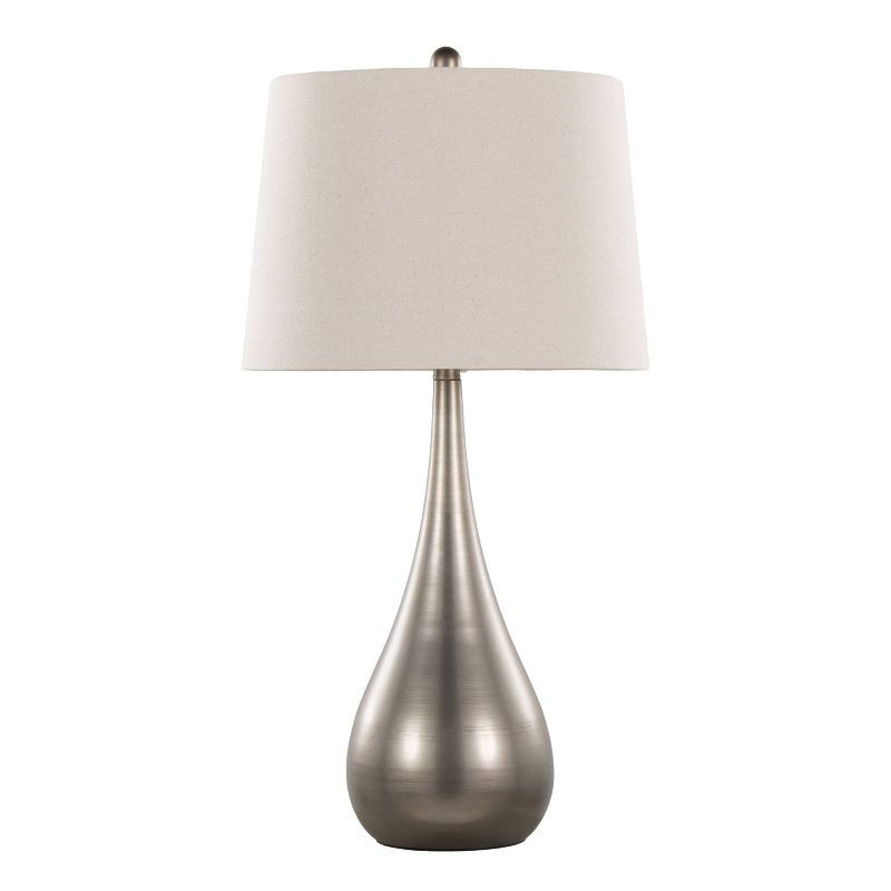 LumiSource (Set of 2) Pebble 29&#34; Contemporary Metal Table Lamps Aged Pewter with Natural Linen Shade from Grandview Gallery, 2 of 8