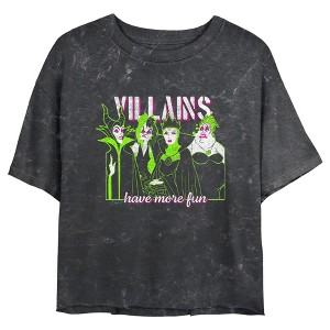 Juniors Womens Disney Villains Have More Fun Mineral Wash Crop T-Shirt - 1 of 4
