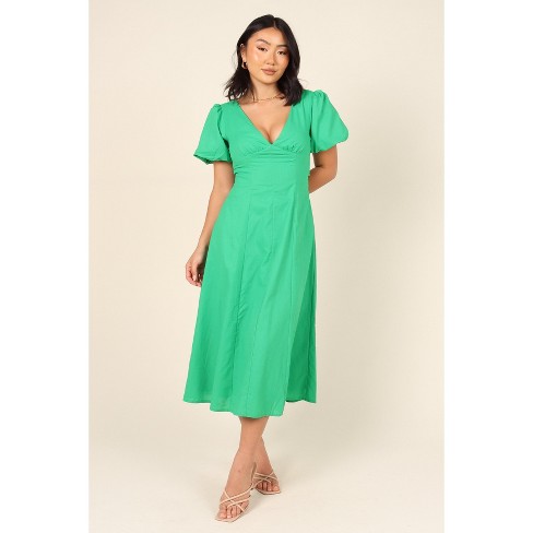 Mickenna Sweetheart Frill Midi Dress - Emerald - Petal & Pup USA