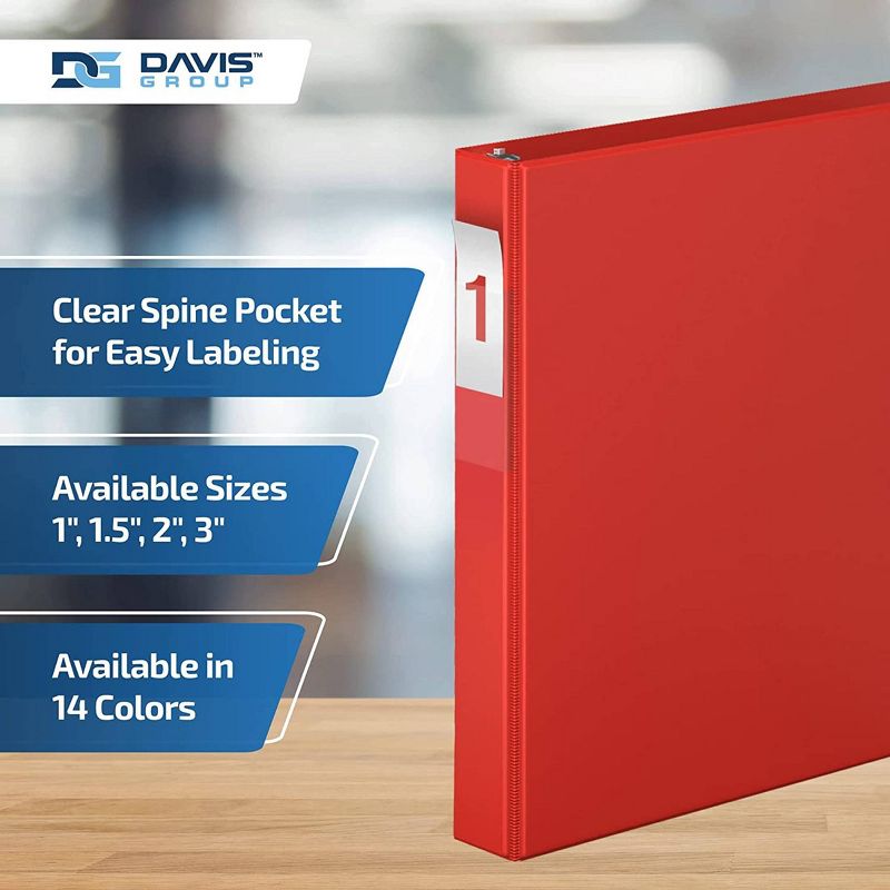 Davis Group 6pk 1&#34; Premium Economy Angled D-Ring Binder Red, 5 of 9