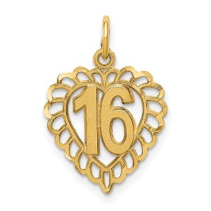 Black Bow Jewelry 14k Yellow Gold 16 Inside Heart Charm or Pendant, 15mm - 1 of 4