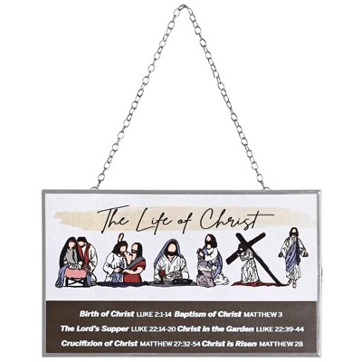Dicksons SUNCG-2007 Life of Christ Tan and Brown 8 x 5 Inch Metal and Glass Suncatcher with Suction Cup