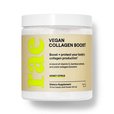 Rae Vegan Collagen Boost Dietary Supplement Bulk Powder for Natural Collagen Production - Honey Citrus - 9.5oz