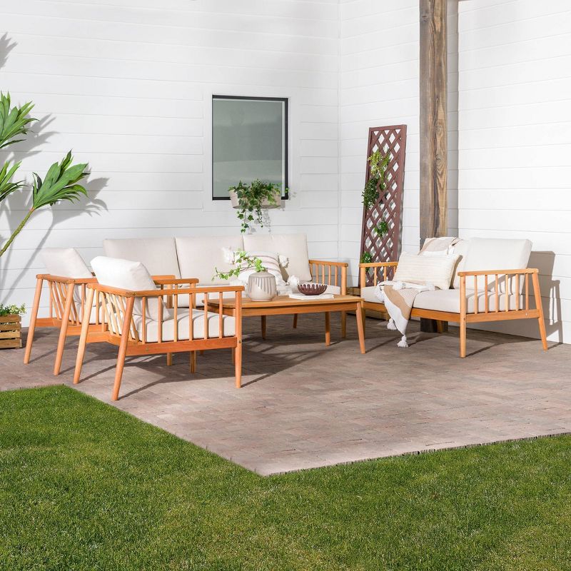 5pc Modern Boho Outdoor Eucalyptus Spindle Chat Set - Saracina Home
, 3 of 11