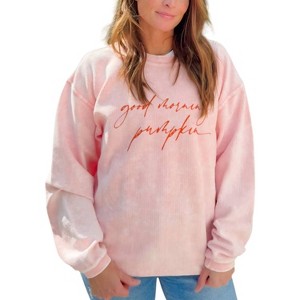 Women's Good Morning Pumpkin Corded Crew Sweatshirt - OAT COLLECTIVE - 1 of 2