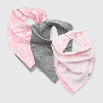 Honest Baby Girls' 3pk Organic Cotton Love Dot Bandana Bib