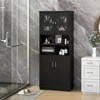 Costway Tall Bathroom Cabinet Large Floor Storage Cabinet with Acrylic Doors & 3 Cubes Black/Gray/White - 2 of 4
