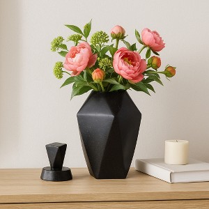 Decorative Sculptural Ceramic Jar with Lid for Living Room Decor - Home Decor Accent for Bedroom, Office Desk, or Console Table Decor - 1 of 4