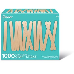Darice 1000 Pcs Popsicle Stick, 4.5" Natural Wood Craft Sticks Supplies, Ice-Cream Stick Pop, Ages 3+ - 1 of 4
