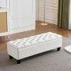 VYNXARIA Tufted and Diamond - Stitched Storage Ottoman, White - 2 of 4