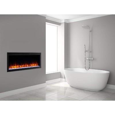 SimpliFire 50-Inch Wall Mounted Electric Fireplace with White Mantel