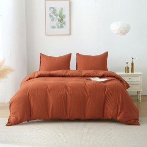 Karl Home | Duvet Cover Set Solid Color Bedding Set 3 Pieces - 1 of 4