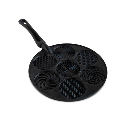 Black Cast Aluminum Patterned Pancake Pan with Handle