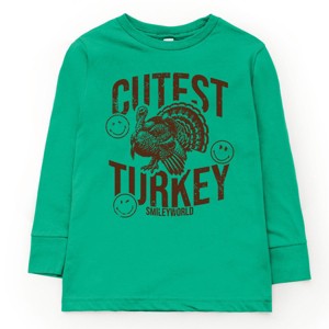 SmileyWorld Cutest Turkey Distressed - Toddler Long Sleeve Graphic Tee and Youth Long Sleeve Graphic T-Shirt - 1 of 3