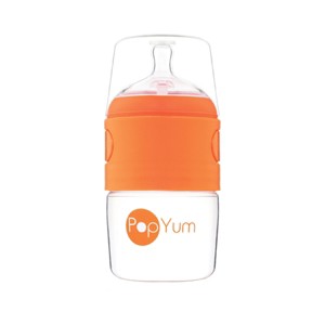 PopYum 5oz Anti-Colic Baby Bottle for Breast and Formula Feeding, Orange, #1 Slow Flow Nipple - 1 of 4