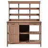 NicBex 66" Large Wood Potting Bench, Outdoor Farmhouse Table, Garden Workstation with 2 Drawers, Cabinet and Open Shelves for Backyard, Brown - 4 of 4
