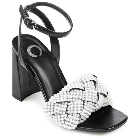 Journee Collection Womens Dua Tru Comfort Foam Pearl Accents Block Heel  Sandals : Target