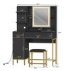 COZONY Vanity Table with Lighted Mirror & Charging Station – Makeup Vanity with Stool, Drawers & Cabinet for Bedroom - 3 of 4