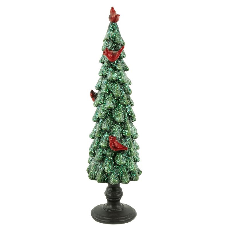 Northlight 11" Green Glittered Tree With Red Cardinals Christmas Decoration, 4 of 7