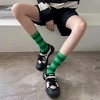 Anna-Kaci Women's 3-Pack Crew Socks with Wide Ribbed Knit and Bold Horizontal Stripe Pattern - 3 of 4